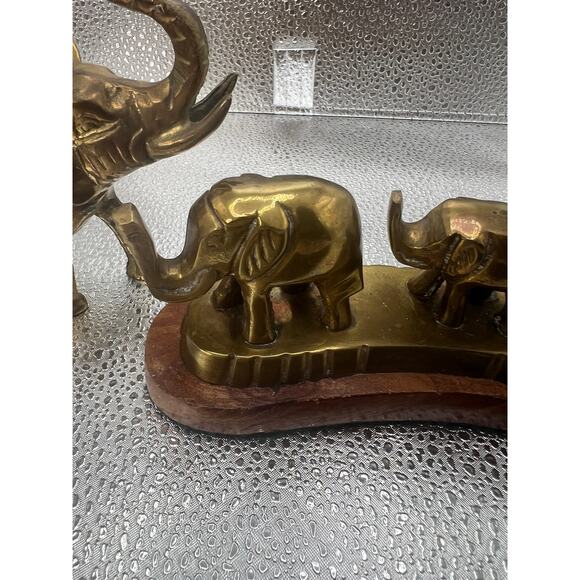 vintage Brass elephants statue‎ trunks up LUCKY  SOLID BRASS - Picture 4 of 13